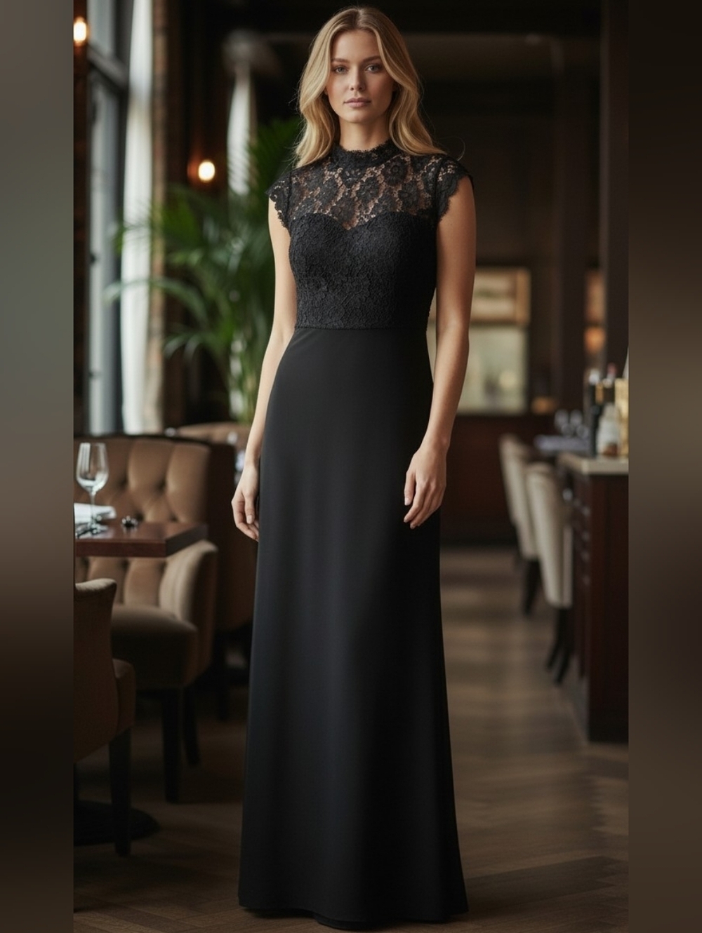 Lulus Nordstrom Maxi Dress Black Lace Bodice Mermaid Gown Open Back Size Medium